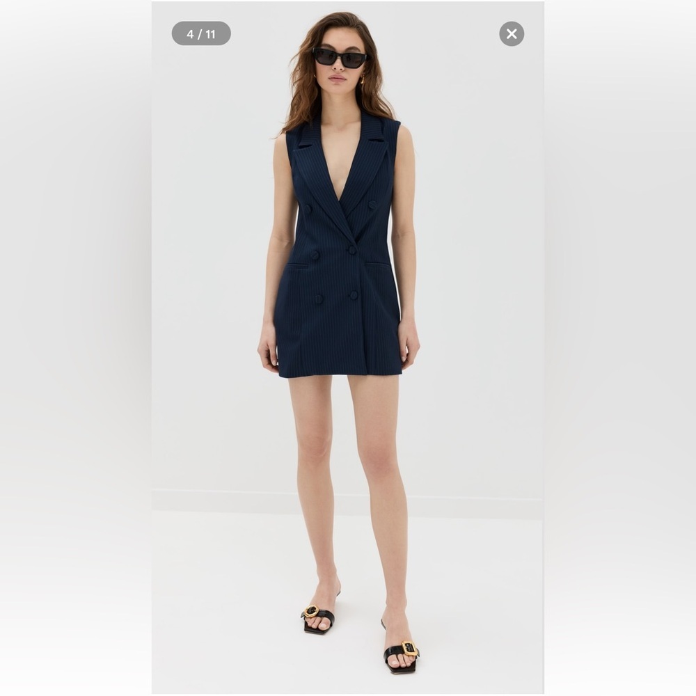 💼 Good American Navy Pinstripe Suit Dress ✨